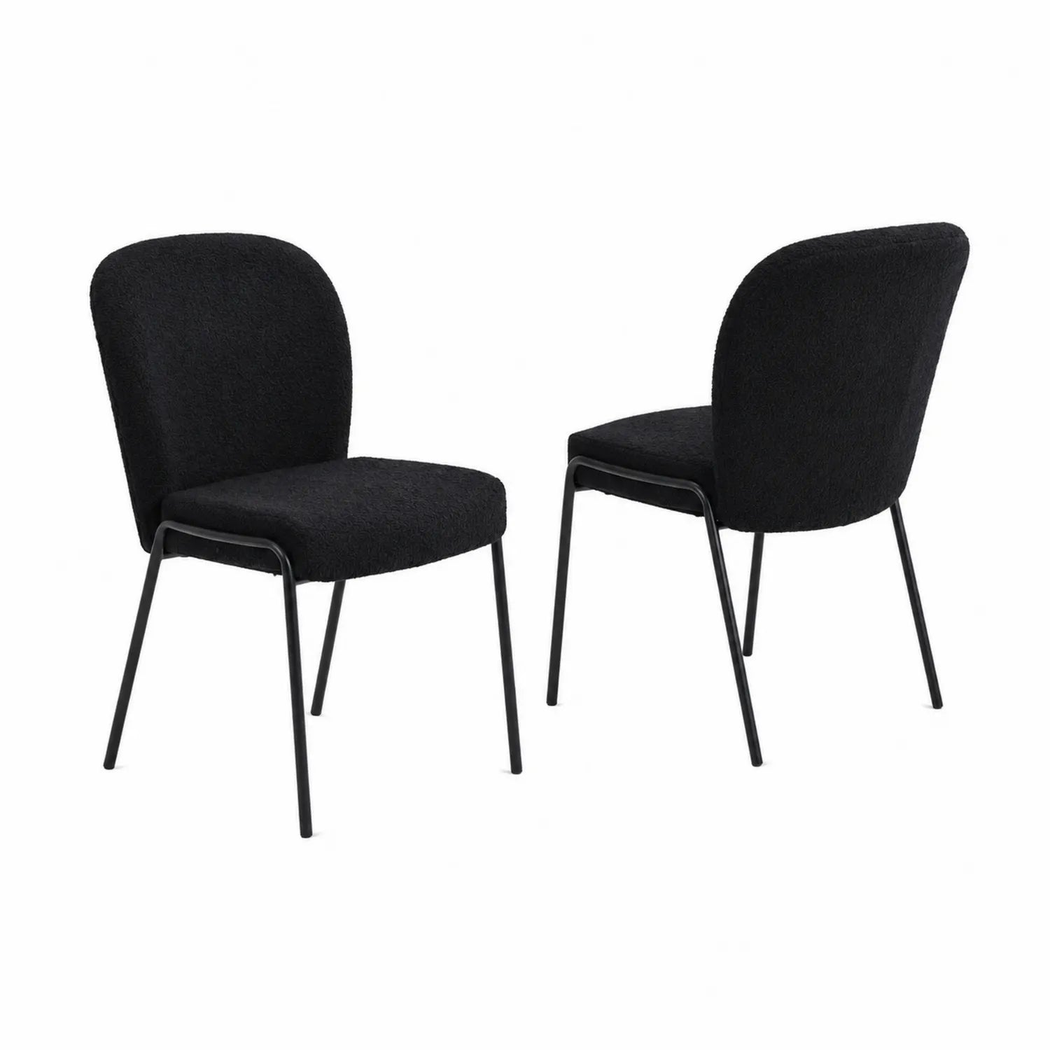 Set di 2 sedie in tessuto bouclé e metallo nere
