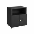 Mobile nero in MDF con ruote e ante 80x40x90 cm