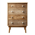 Chest of Drawers Wooden 4-Drawer 75x40x100 cm - Bohemian Style