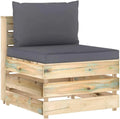 Divano Modulare con Cuscini Verde in Legno Impregnato, Set Lounge da Esterno in Pino Resistente alle Intemperie per Giardino e Patio