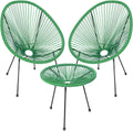 Set Arredo Giardino in Polyrattan con Tavolino e 2 Poltrone Uovo Verde Menta