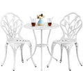 Yaheetech Set Bistrò da Giardino 3 Pezzi in Alluminio Bianco con Motivo Tulipano