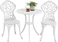 Set Mobili da Giardino in Alluminio Bianco con Motivo Foglia