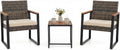 Set Mobili da Giardino in Rattan 3 Pezzi con Tavolino e Poltrone Comode