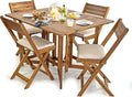 Set pieghevole da esterno in acacia con 4 sedie, ideale per giardino e campeggio