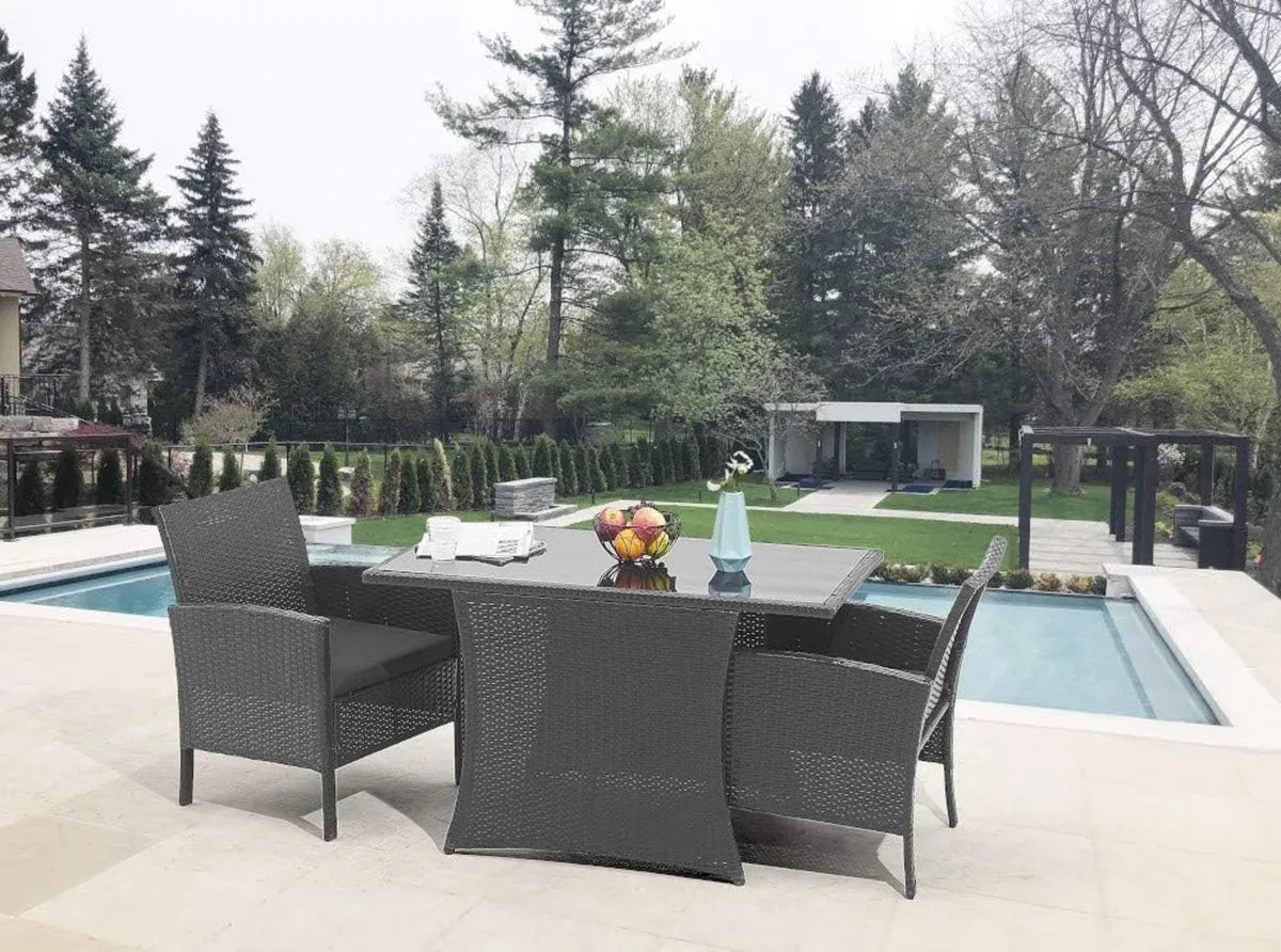 Set 3 Pezzi Mobili da Giardino in Polyrattan con Cuscini per Interni ed Esterni