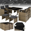 Set Mobili Esterni in Rattan Bilbao, Tavolo con 4 Sedie e Sgabelli, Struttura Acciaio e Rattan, Ideale per Giardino e Terrazza