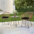 Set Salotto in Rattan con Tavolino in Vetro e Sedie Imbottite per Esterni