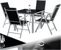 Set Tavolo e Sedie da Giardino in Alluminio con Piano in Vetro e Sedie Reclinabili - Resistente alle Intemperie