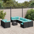 Set Divani da Giardino in Polyrattan Nero con Cuscini, Design Modulare per Esterni
