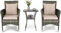 Set Salotto da Giardino in Rattan con Tavolino e Poltrone Imbottite