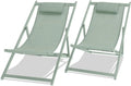 Set 2 Sedie a Sdraio Pieghevoli in Alluminio e Textilene con Schienale Regolabile Verde