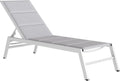 Outsunny Lettino Sdraio Regolabile in Alluminio Leggero, Imbottitura Confortevole per Giardino e Piscina, Grigio Chiaro