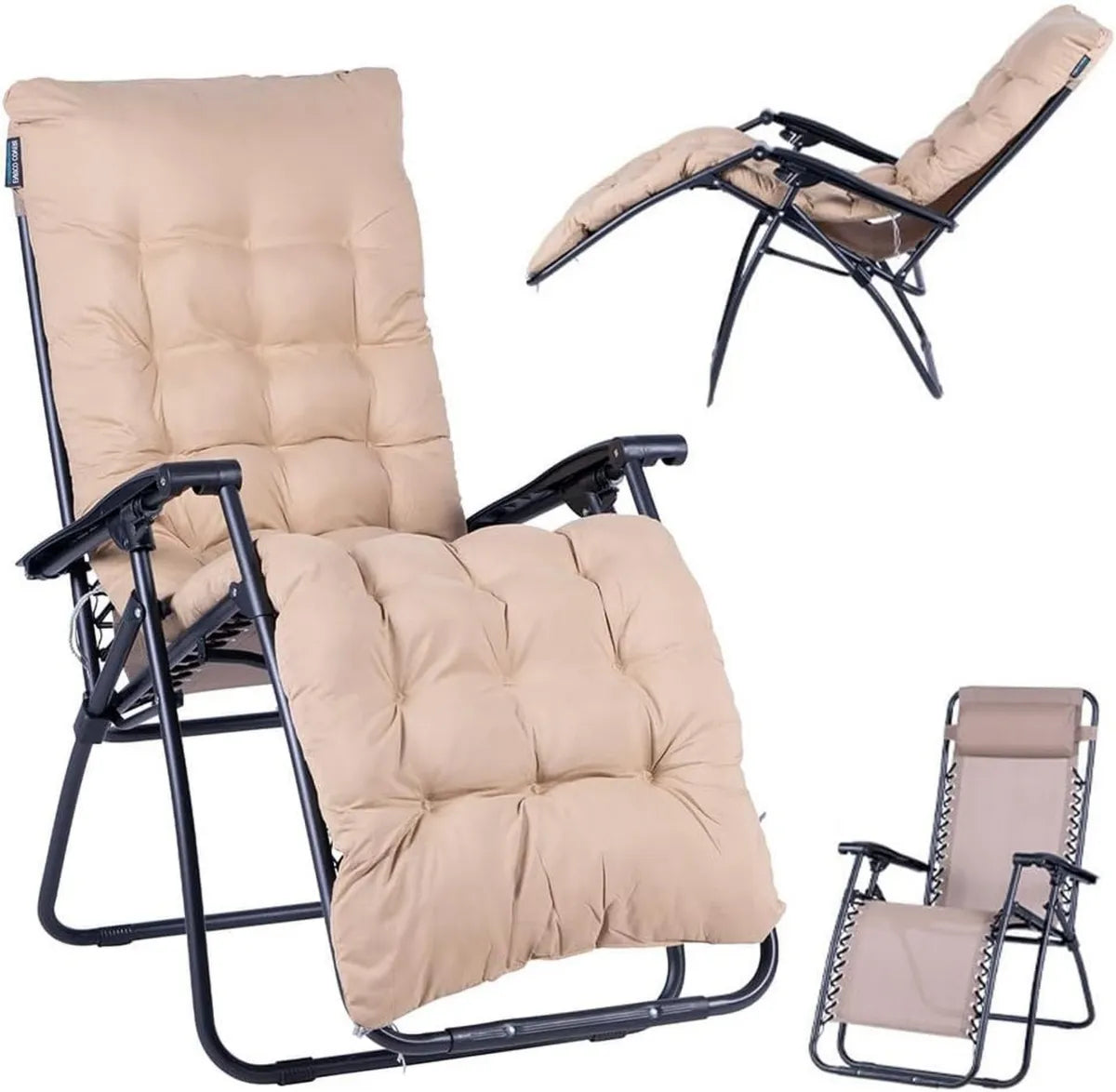 Sedia Reclinabile da Giardino Salvaspazio in Textilene Beige