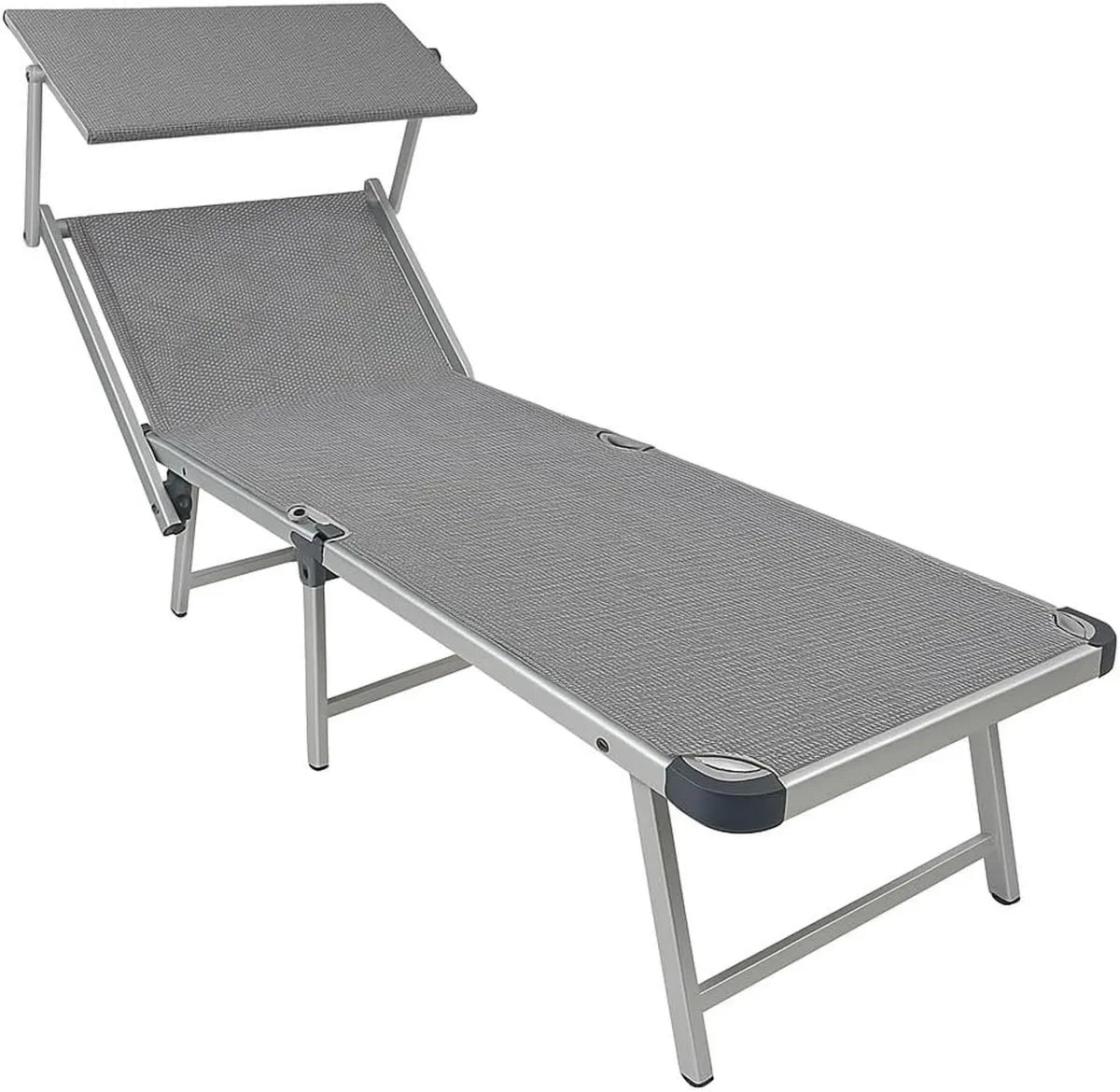Lettino Prendisole Pieghevole in Alluminio Resistente, Grigio