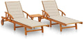 Set di Lettini Prendisole Regolabili in Legno di Acacia con Tavolino e Cuscini, Ideali per Giardino e Piscina