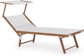 Lettino prendisole Woody in texilene rinforzato per hotel, supporto fino a 120 kg, set da 2, bianco
