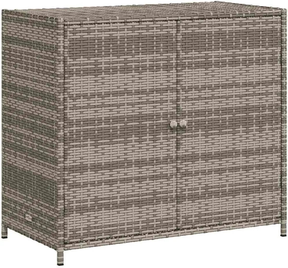 Armadio da Giardino in Polyrattan Grigio 83x45x76 cm