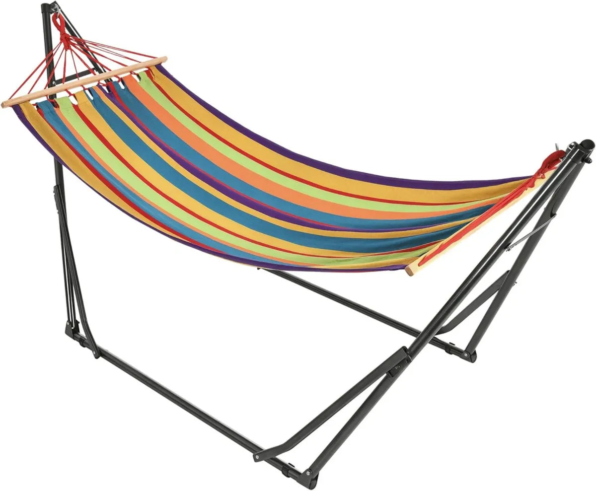 Amaca da Giardino Autoportante in Cotone 270x100 cm, Capienza 120 kg, Multicolore