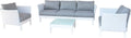 Set Arredo Giardino 5 Posti in Alluminio e Textilene, Reclinabile con Cuscini e Tavolino, Bianco e Grigio