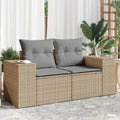 Divano Modulare da Giardino in Polyrattan Beige a 2 Posti con Cuscini