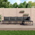Set Salotto da Giardino in Polyrattan Antracite con Cuscini