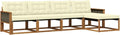 Set Divani da Giardino in Rattan 5 Pezzi con Cuscini Crema
