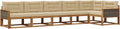 Set Divani Esterni in Acacia con Cuscini Beige, 6 Pezzi