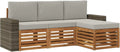 Set Divani da Giardino 4 Pezzi, Naturale e Grigio Chiaro, Salotto Modulare da Esterno