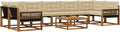 Set Divani da Giardino 8 Pezzi con Cuscini, Naturale e Beige, Mobili da Esterno Moderni e Resistenti