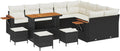 Set Arredo Giardino 13 Pezzi in Polyrattan Nero, Divano Modulare per Esterni, Mobili Resistenti e Confortevoli