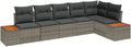 Set Salotto da Esterno in Polyrattan e Acacia, Divano Modulare Grigio con Cuscini, Arredo Giardino Moderno e Resistente