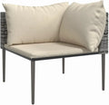 Divano Angolare da Giardino in Polyrattan Grigio con Cuscini, Design Modulare e Telaio in Acciaio