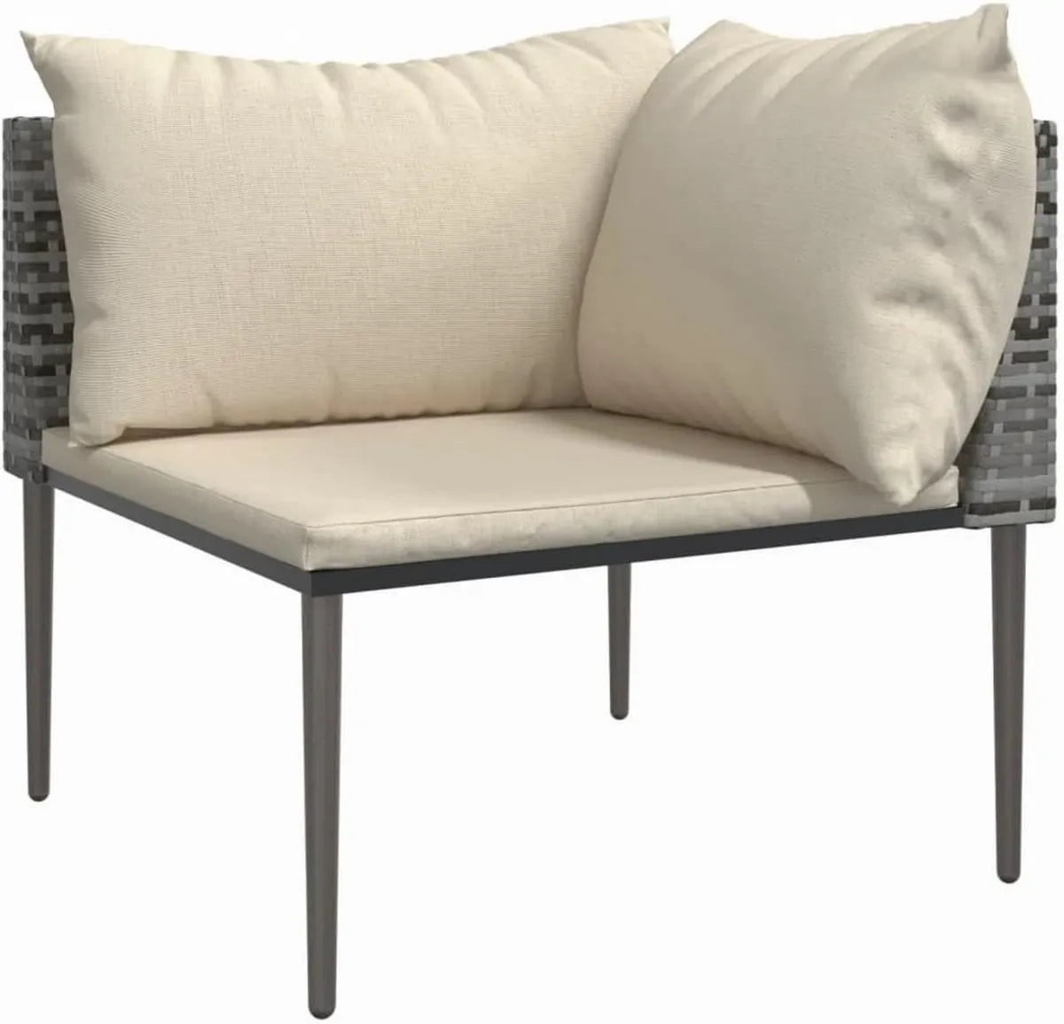 Divano Angolare da Giardino in Polyrattan Grigio con Cuscini, Design Modulare e Telaio in Acciaio