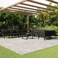 Set arredo balcone 11 pezzi in alluminio antracite con cuscini