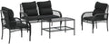 Set Divani da Giardino in Polyrattan Nero con Cuscini - 4 Pezzi