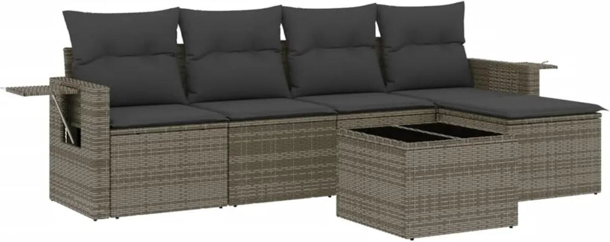 Set Divani da Giardino 3 Pezzi in Polyrattan con Tavolini Pieghevoli, Nero