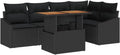Set Mobili da Giardino in Rattan Nero e Marrone con Cuscini