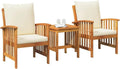 Set Salotto da Giardino in Legno con Cuscini, 3 Pezzi, Stile Moderno