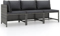 Set di Mobili da Giardino in Polyrattan Grigio con Cuscini