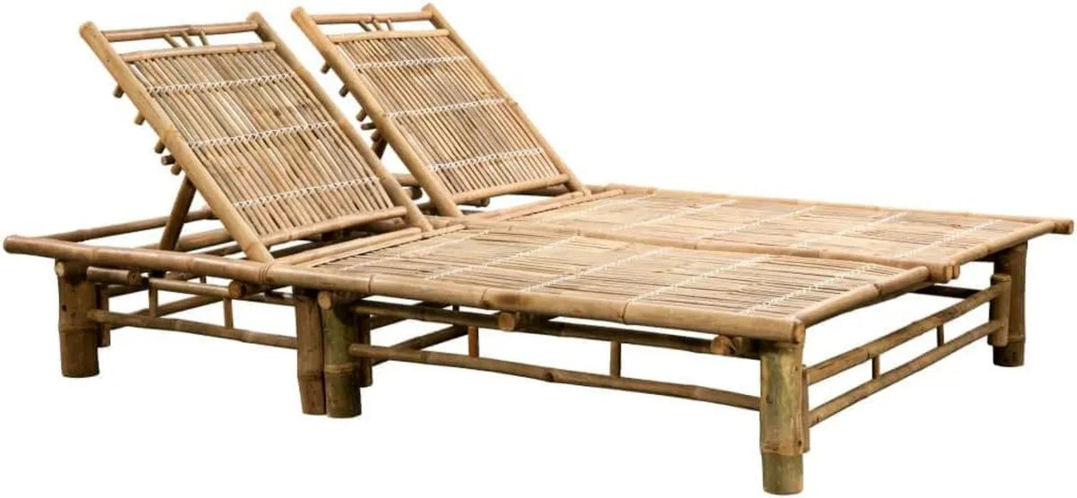 Sedia a Sdraio Doppia in Bambù per Giardino e Piscina