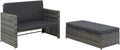 Set Divano da Giardino 5 Pezzi in Rattan Grigio
