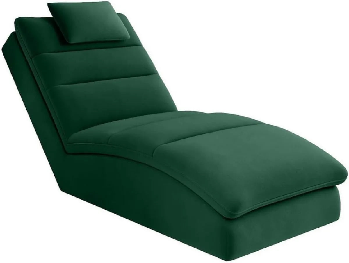 Chaise Longue di Lusso Verde Reclinabile con Cuscino poggiatesta, 85x170x92 cm