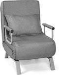Poltrona Letto Pieghevole con Schienale Regolabile a 5 Livelli, Braccioli e Cuscinetto, Telaio in Metallo Resistente, Capacità 150 kg, Disponibile in 5 Colori