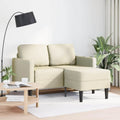 Divano angolare 2 posti con chaise longue crema, design moderno, struttura durevole per salotto, 125 cm