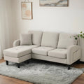 Divano angolare a L modulare 3 posti con chaise longue in lino cotone traspirante