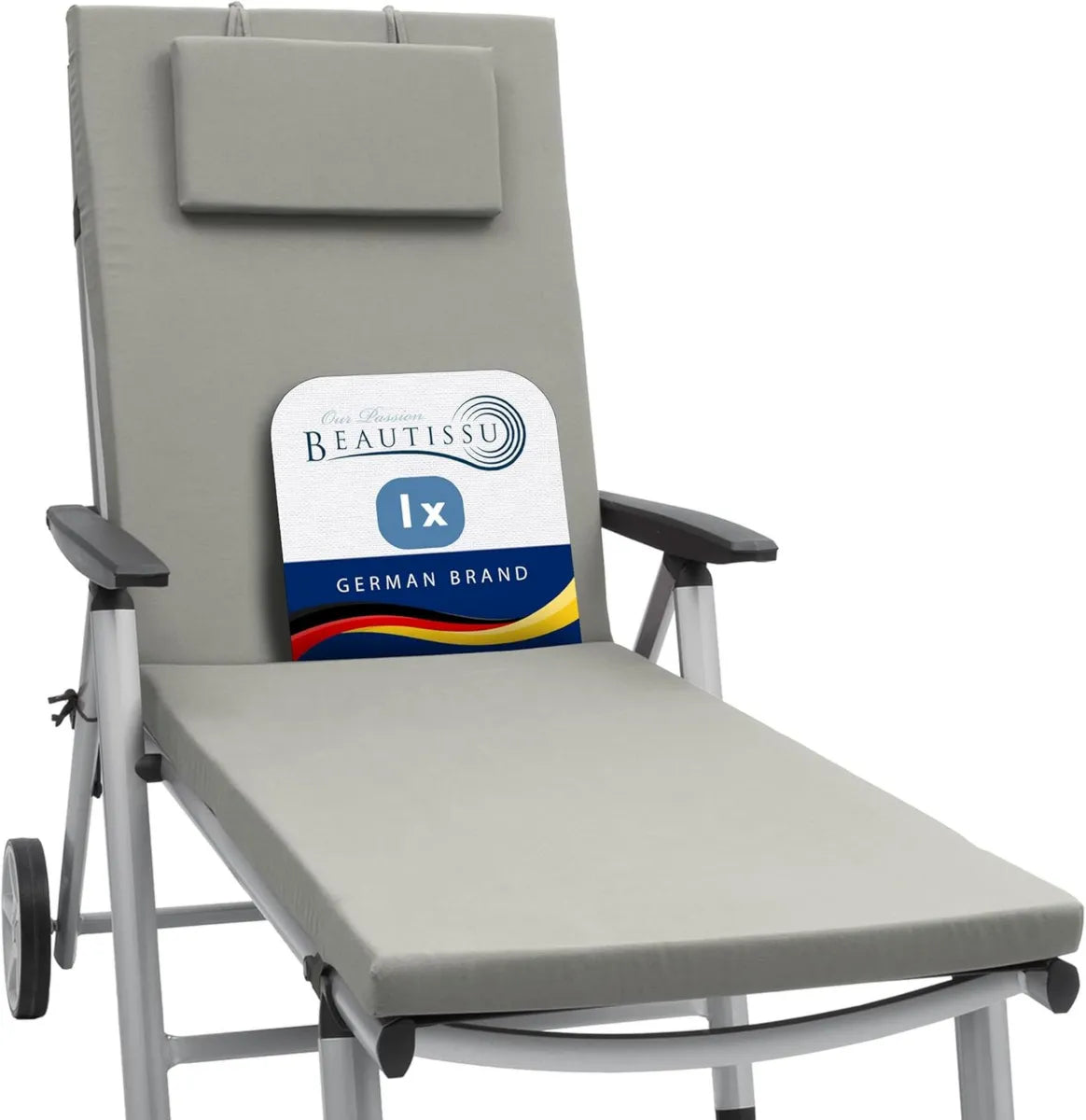 Cuscino Imbottito Sfoderabile per Lettini da Giardino 200x60x5 cm - Grigio Chiaro