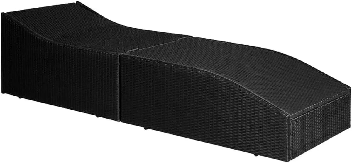 Sedia a Sdraio Pieghevole in Polyrattan Nero con Cuscino Impermeabile e Schienale Regolabile