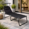 Sedia a Sdraio da Giardino XXL in Alluminio con Cuscino Pieghevole, Nero, 200x70x45/95 cm, Fino a 150 kg