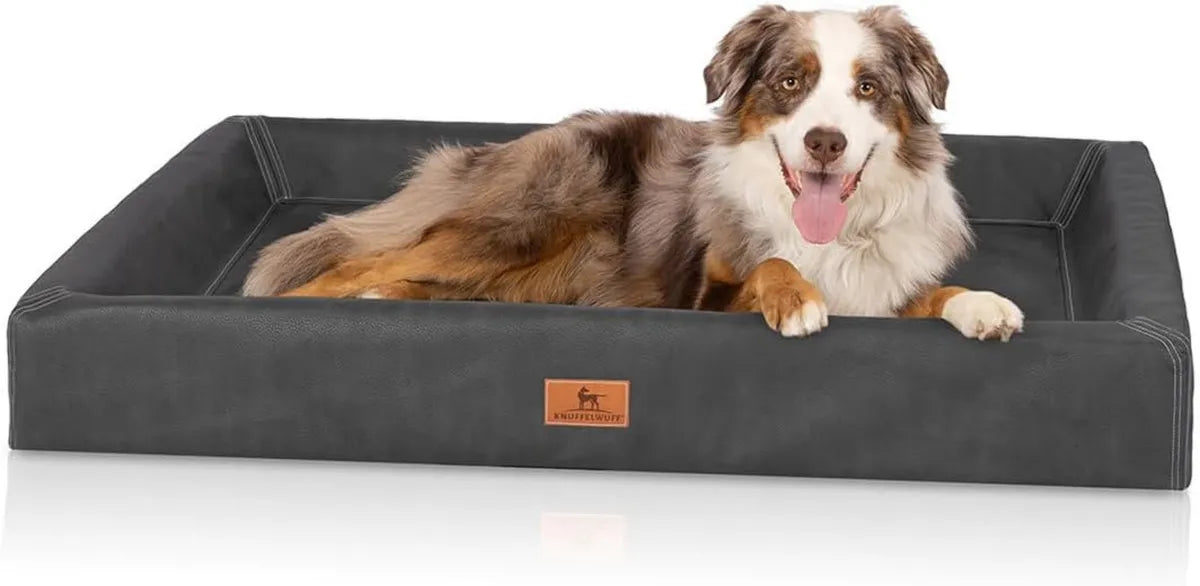 Lettino ortopedico per cani Austin in ecopelle, XXL 120x100 cm, colore nero